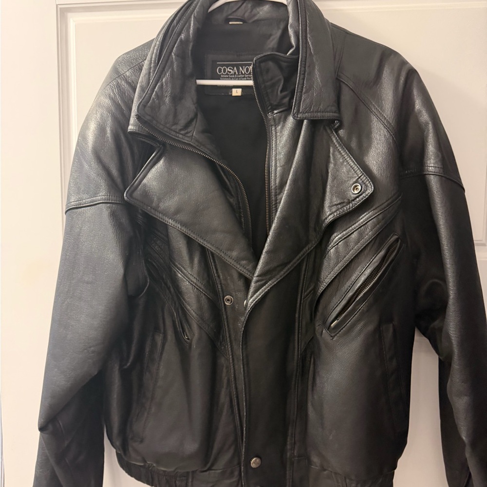 Black Leather Bomber Jacket